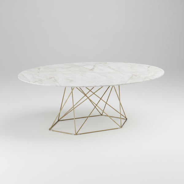 Mesa De Jantar Deise Oval Vidro Branco